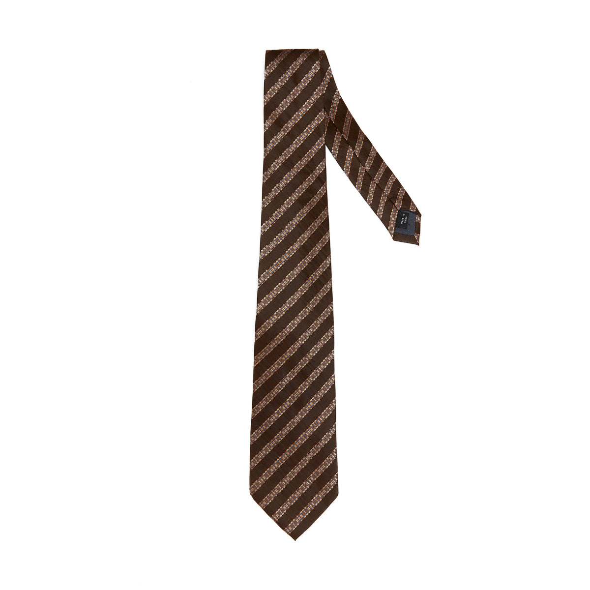 Lupo Bianco Marrone Striped Tie