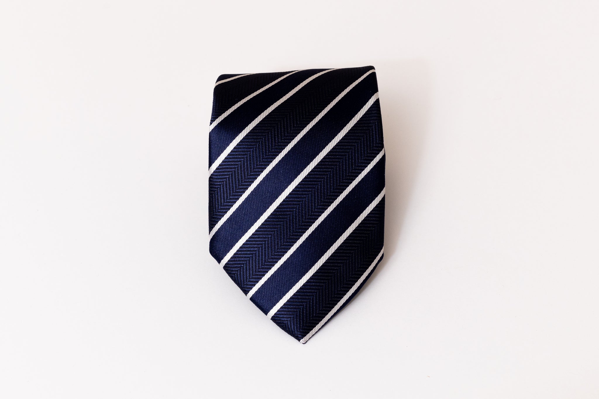 Herringbone Navy Striped Tie