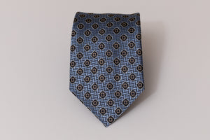 Blue Herringbone Medallion Tie