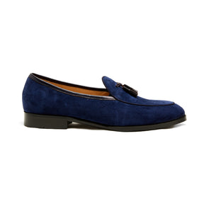 Lupo Bianco Suede Tassel Loafers – Handcrafted Elegance in Tan, Brown & Navy