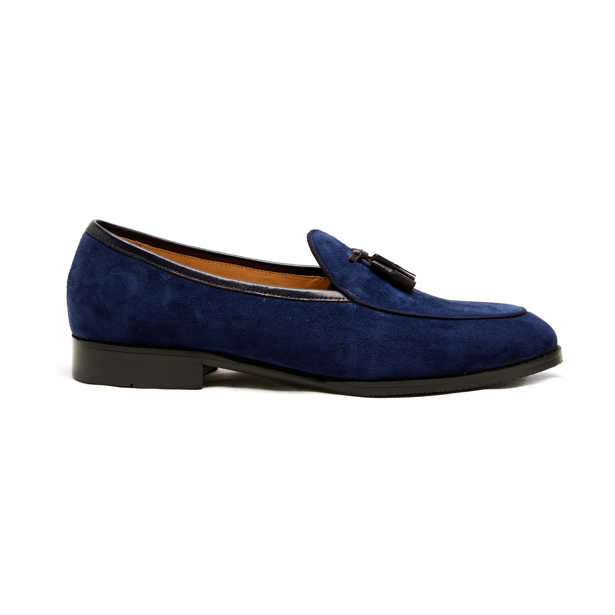 Lupo Bianco Suede Tassel Loafers – Handcrafted Elegance in Tan, Brown & Navy