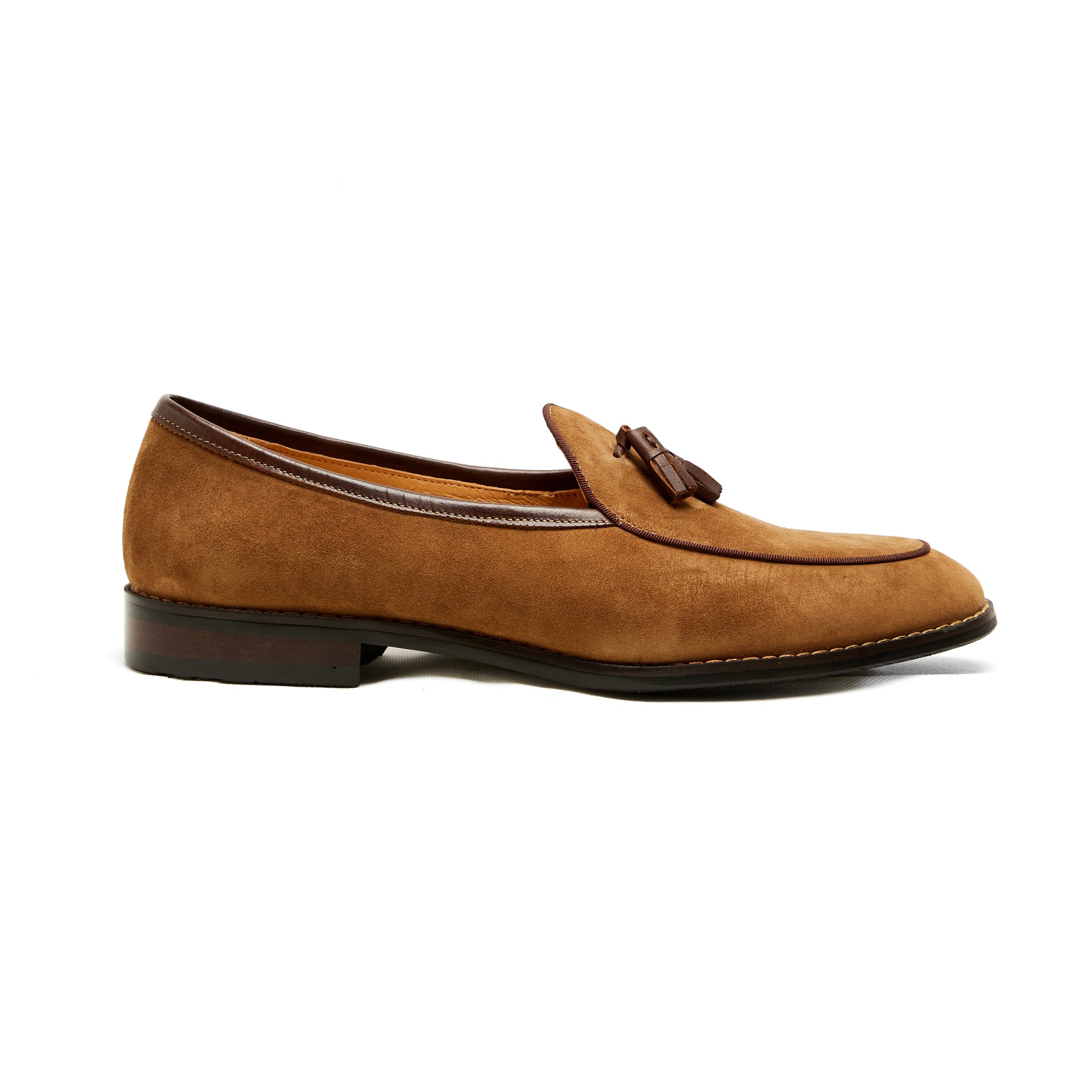 Lupo Bianco Suede Tassel Loafers – Handcrafted Elegance in Tan, Brown & Navy