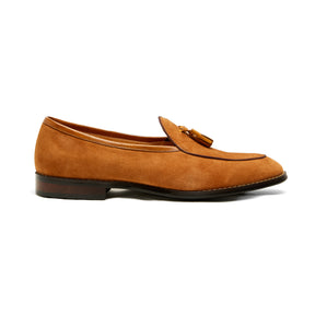 Lupo Bianco Suede Tassel Loafers – Handcrafted Elegance in Tan, Brown & Navy