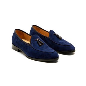 Lupo Bianco Suede Tassel Loafers – Handcrafted Elegance in Tan, Brown & Navy
