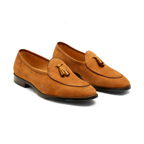 Lupo Bianco Suede Tassel Loafers – Handcrafted Elegance in Tan, Brown & Navy