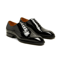Lupo Bianco Verona Cap-Toe Oxford – Patent Elegance in Black & Espresso