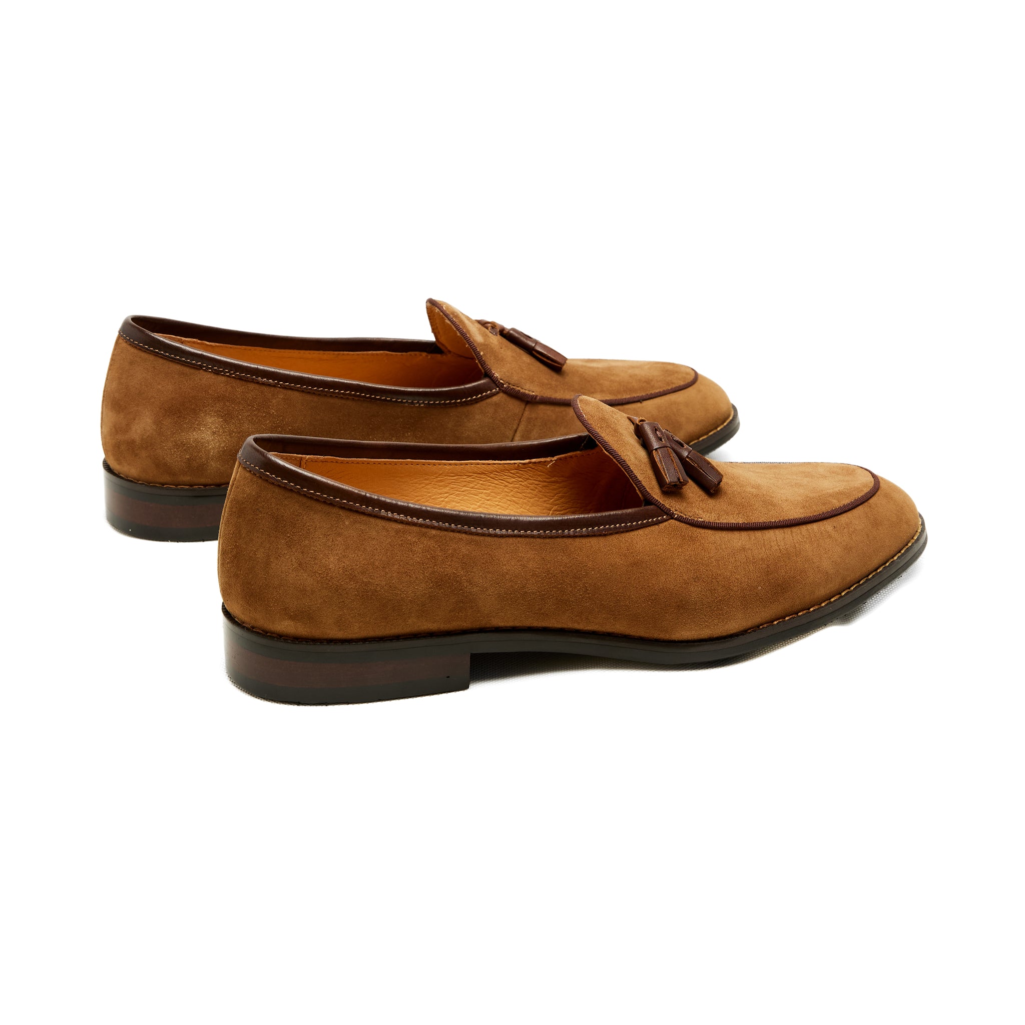 Lupo Bianco Suede Tassel Loafers – Handcrafted Elegance in Tan, Brown & Navy