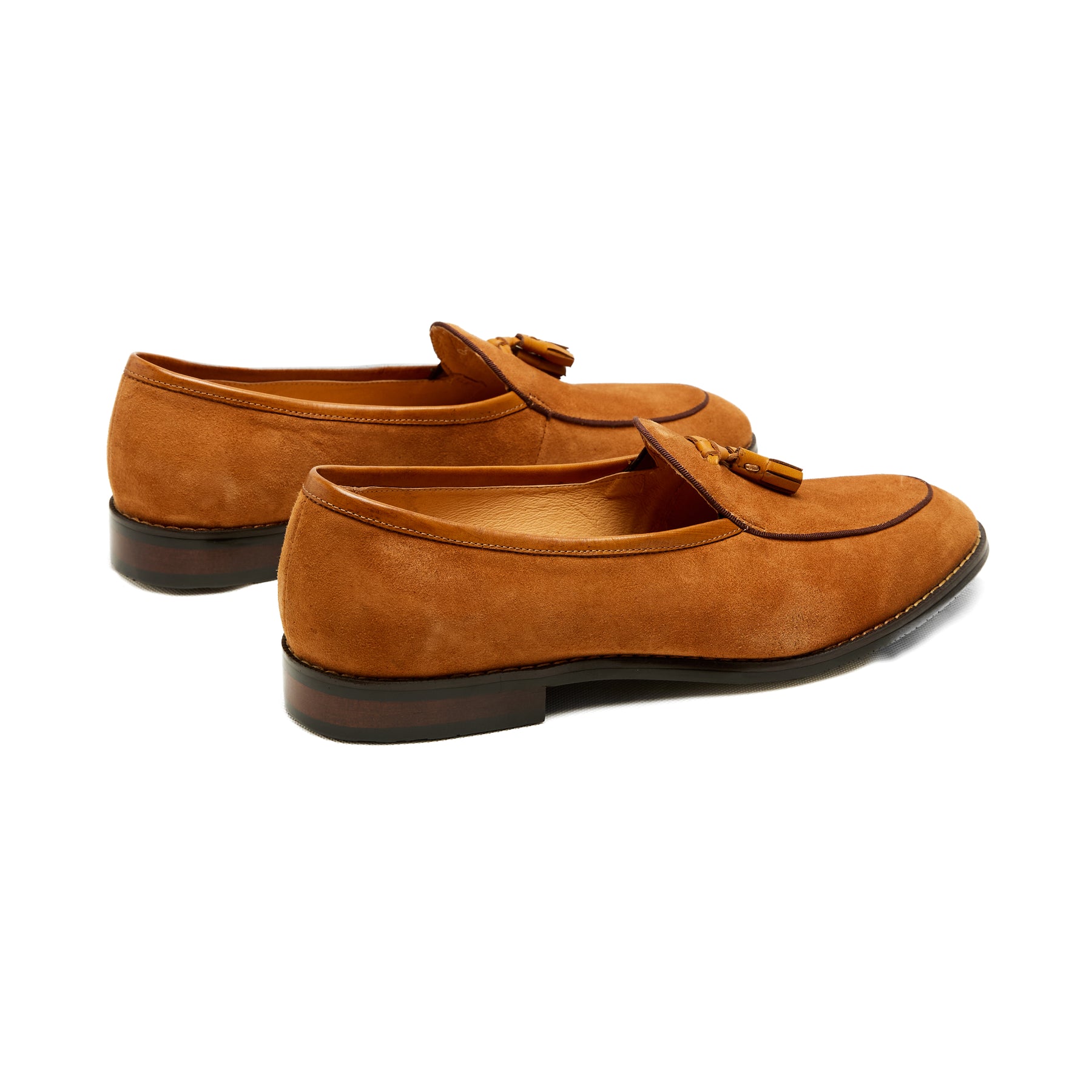 Lupo Bianco Suede Tassel Loafers – Handcrafted Elegance in Tan, Brown & Navy
