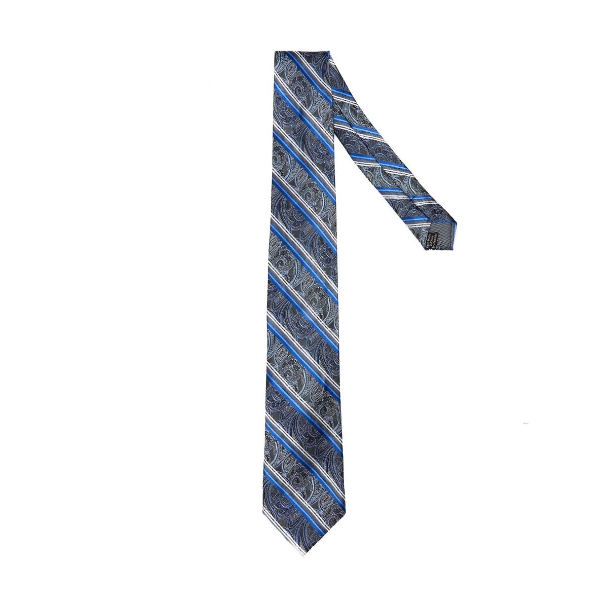 Lupo Bianco Blu Paisley Stripe Tie