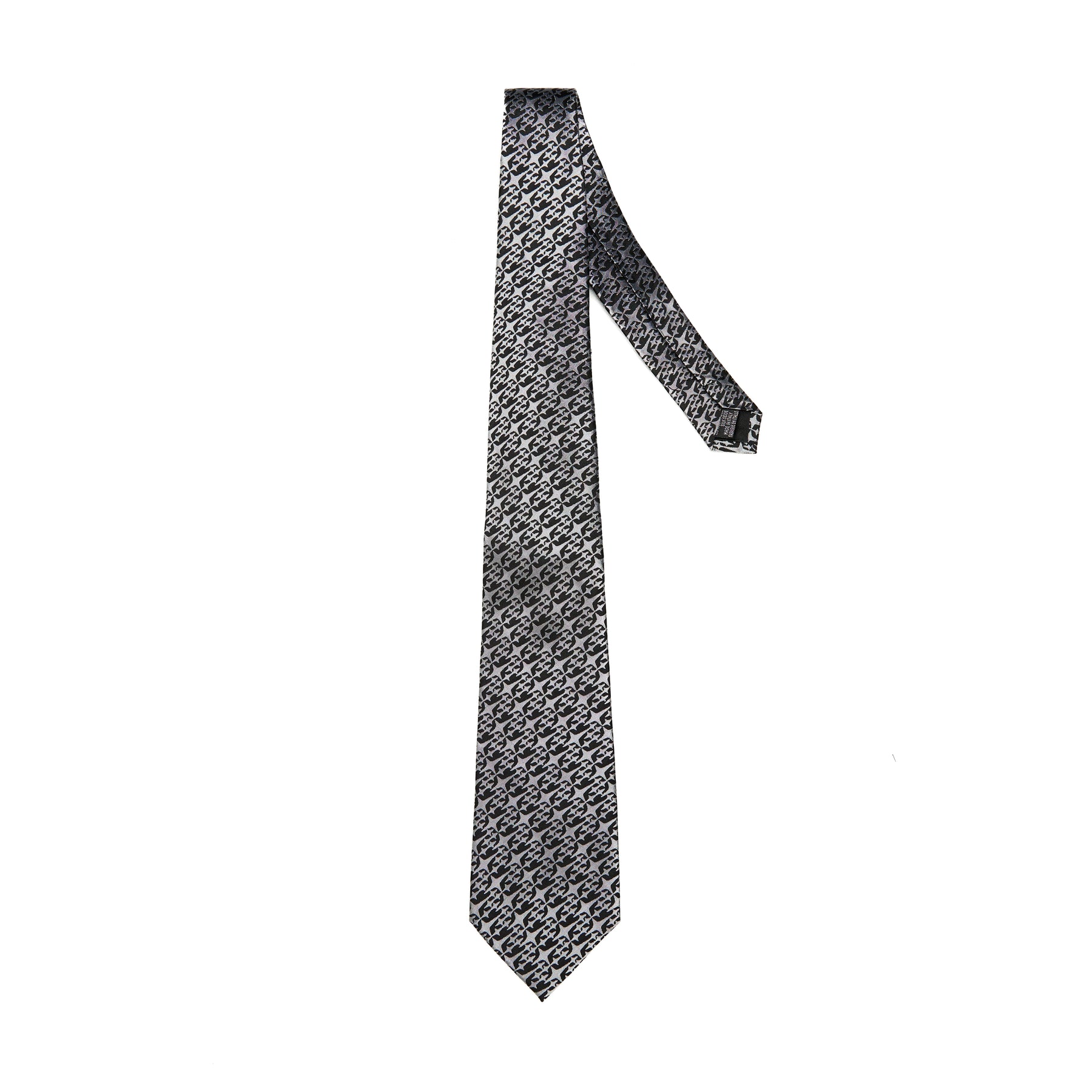 Lupo Bianco Nero Monogram Pattern Tie