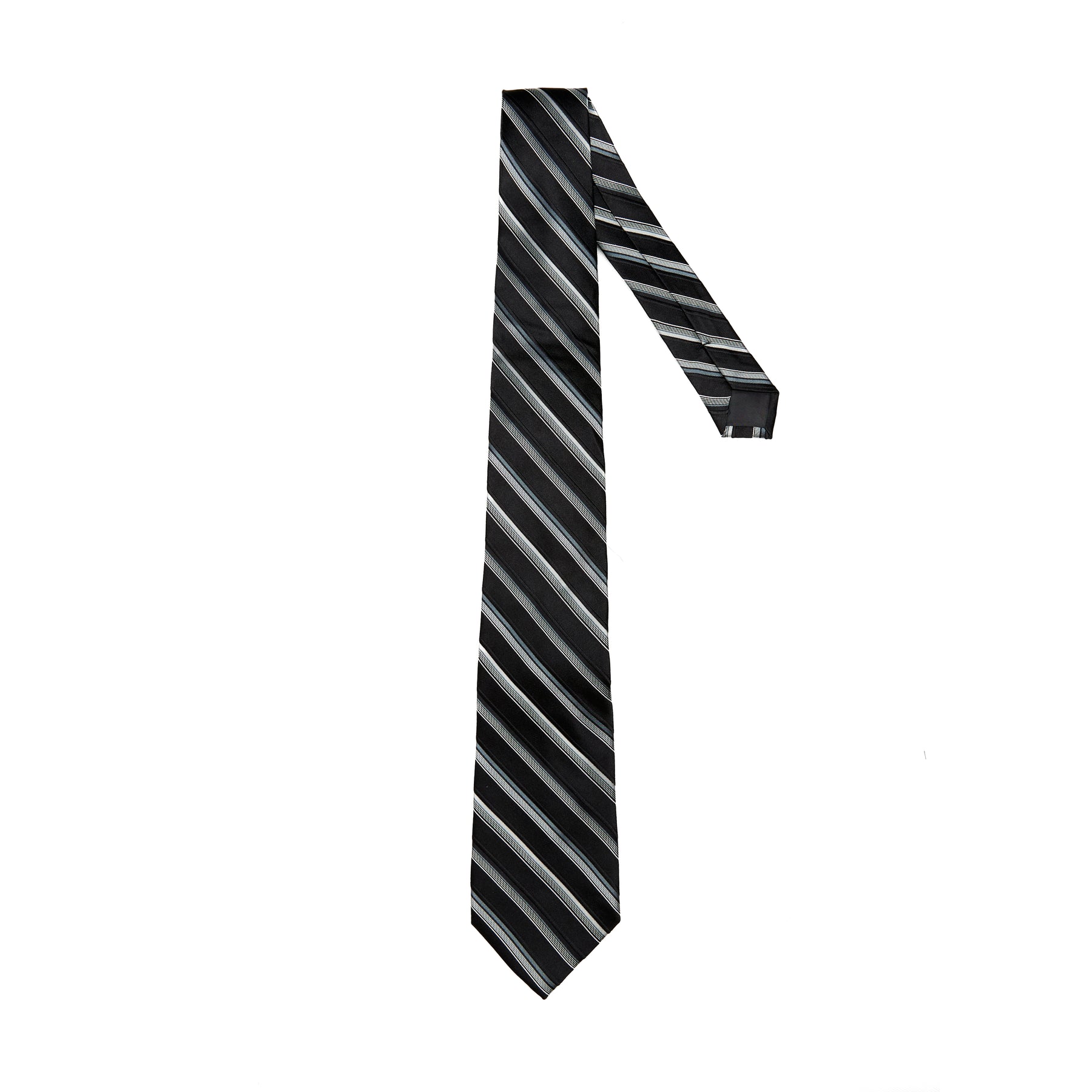 Lupo Bianco Nero Silver Stripe Tie