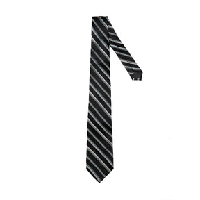 Lupo Bianco Nero Silver Stripe Tie