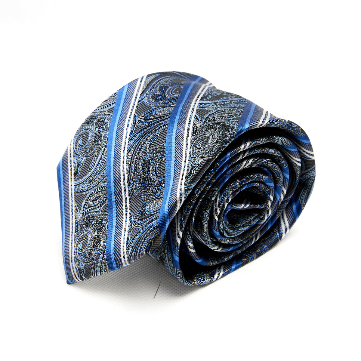 Lupo Bianco Blu Paisley Stripe Tie