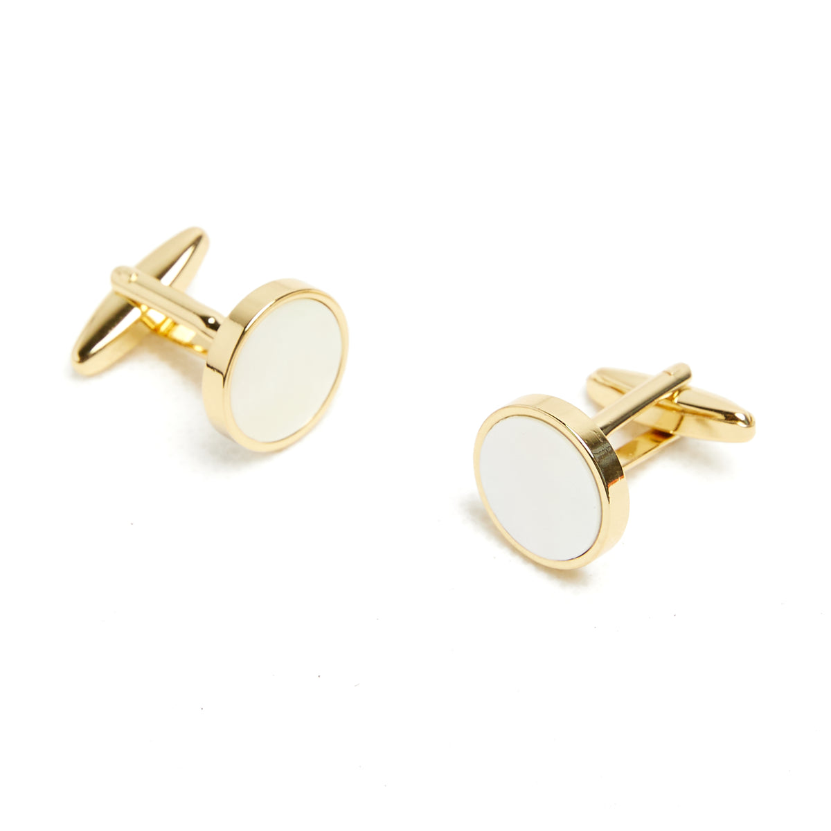 Lupo Bianco Gold & Mother-of-Pearl Round Cufflinks