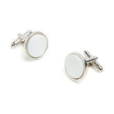 Lupo Bianco White Enamel & Silver Round Cufflinks