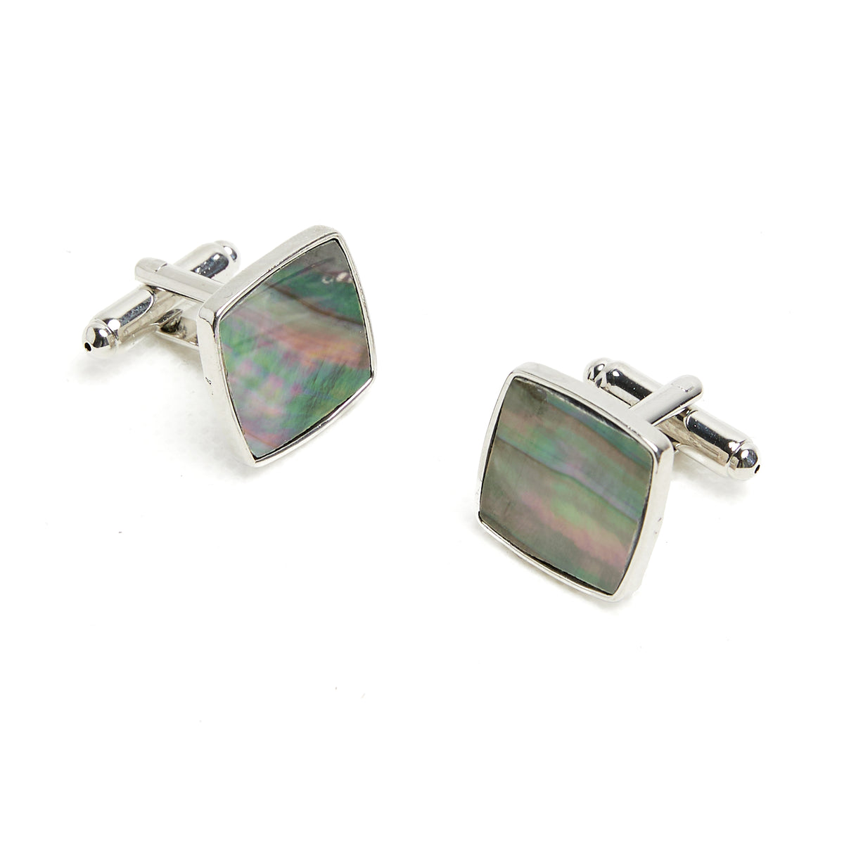 Lupo Bianco Abalone Shell & Silver Square Cufflinks