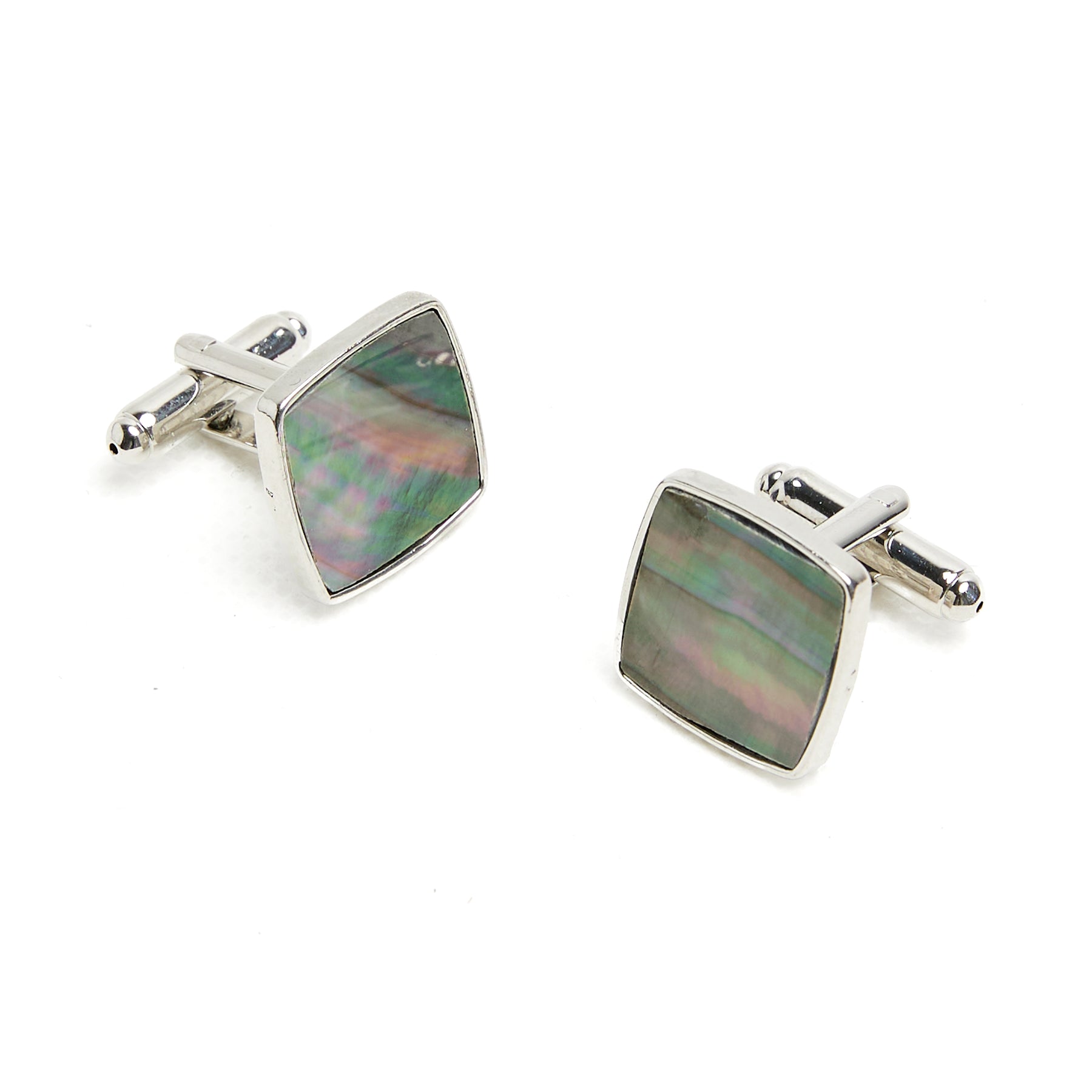 Lupo Bianco Abalone Shell & Silver Square Cufflinks