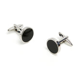 Lupo Bianco Black Enamel & Silver Round Cufflinks