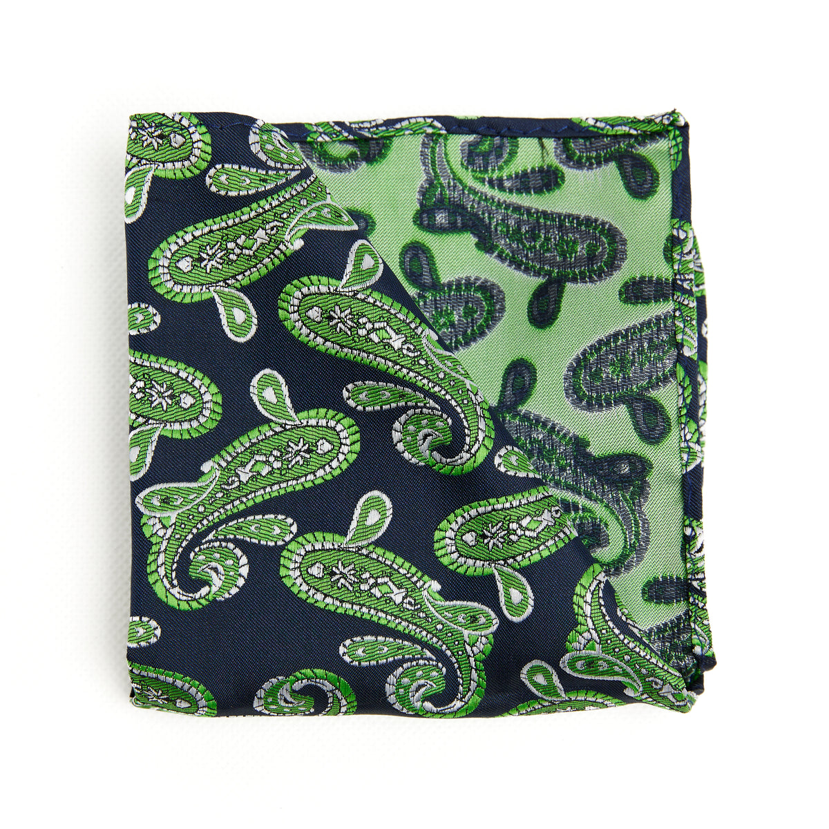 Lupo Bianco Emerald Paisley Pocket Square