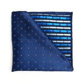 Lupo Bianco Navy Dual-Pattern Pocket Square