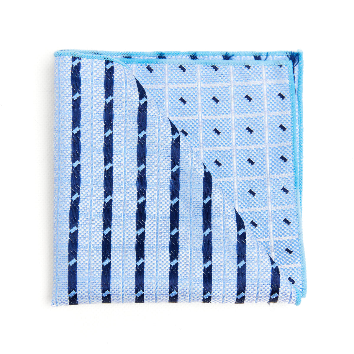Lupo Bianco Sky Blue & Navy Stripe Pocket Square