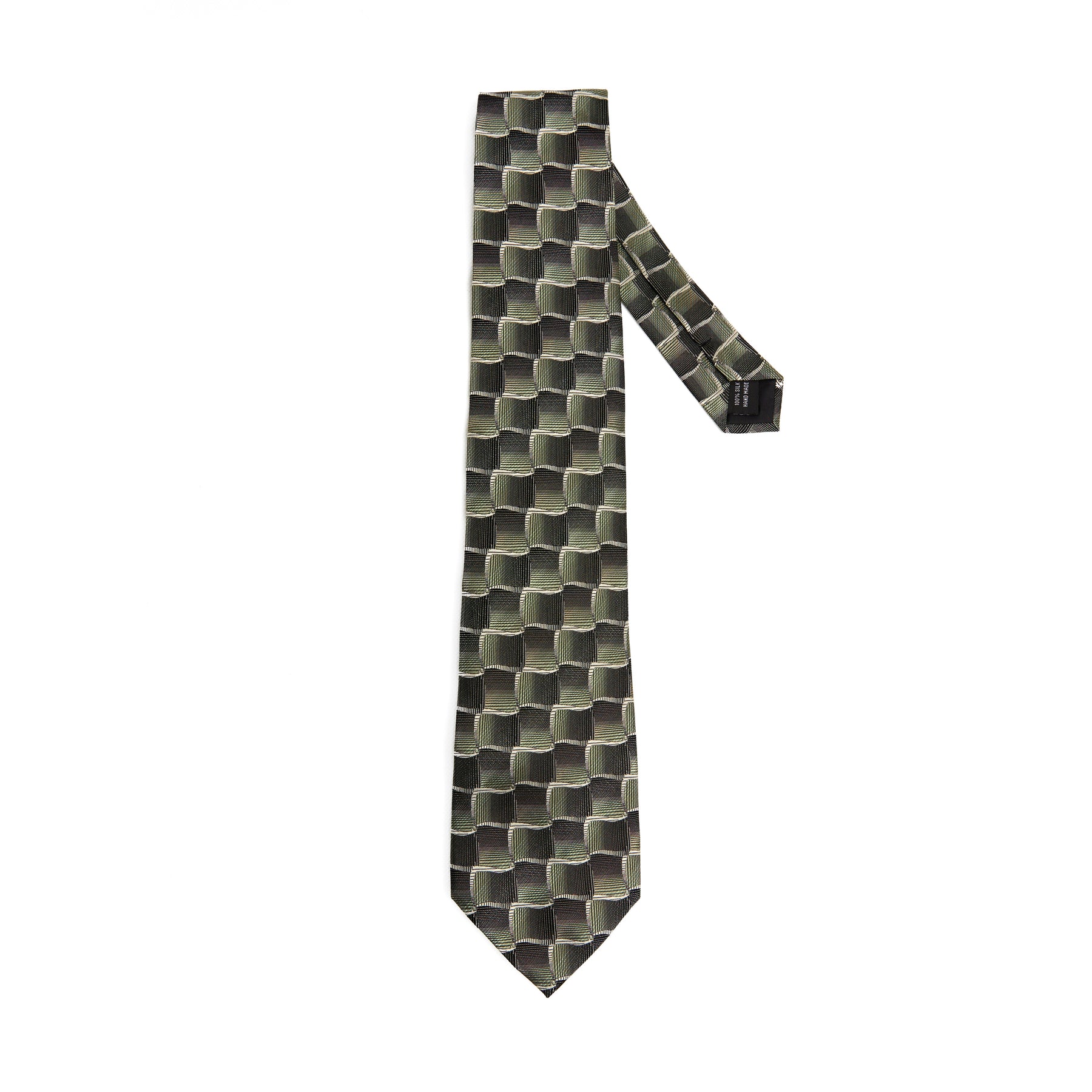 Lupo Bianco Verde Scacchi Tie