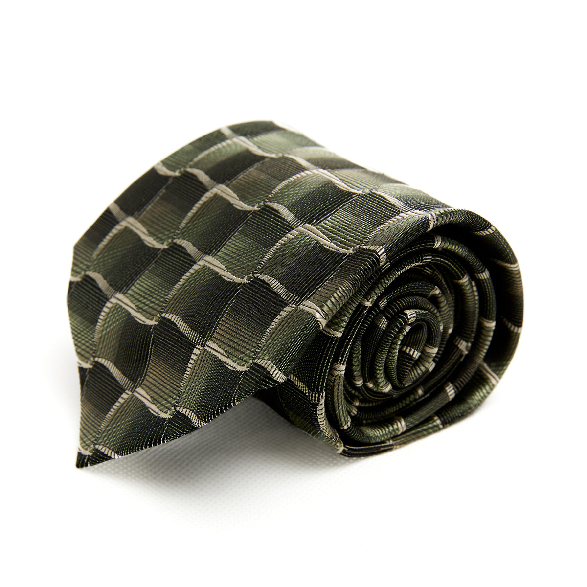 Lupo Bianco Verde Scacchi Tie